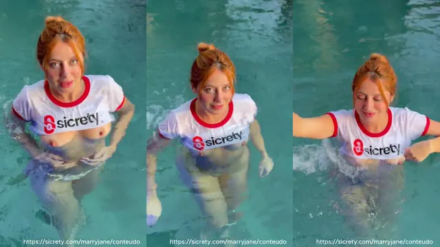 Jennefer Karoline tesuda de biquíni fio-dental na piscina