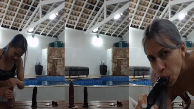 Barbara Costa: de biquíni fio-dental na piscina