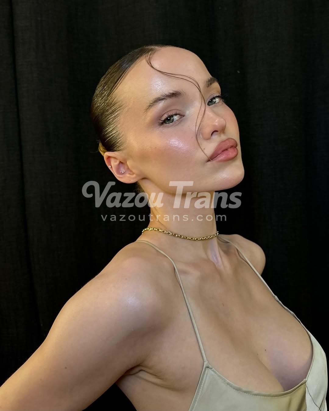 Tgirl Naomi Anderson sem calcinha na varanda